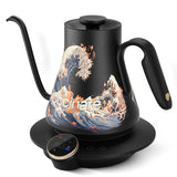 Cocinare Gooseneck Electric Kettle, ±0.5°F Precise Temperature Control, 1500W Fast Heating, Pour-Over Coffee & Tea, Stainless Steel, 0.9L (Artisan Wave Design)