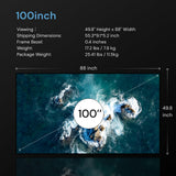 Valerion 100-inch Fixed Frame Projector Screen, 1.3 dB Gain, 80% PQE, 4K/8K Ultra HD, 3D Wall Mount Projector Screen, Works with Long Throw, Short Throw & Ultra Short Throw Projectors