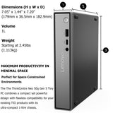 Lenovo ThinkCentre neo 50q Gen 5 1L Mini Desktop, Intel Core 5 210H 8-Core
