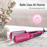 Terviiix 2 Inch Wide Ceramic Hair Straightener Flat Iron for Thick Curly Hair - Heats in 30s, 300F-450F Adjustable, Dual Voltage for Travel, Auto Shut Off, Pink