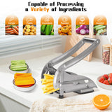 French Fry Cutter, Stainless Steel Potato Cutter Slicer with 1/2" & 3/8" Blades, Non-Slip Suction Base, Manual Potato Fry Cutter for Potatoes, Carrot, Cucumber for Home Kitchen Use
