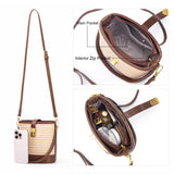 Natural Straw Crossbody Bag for Women, Small Top Handle Purse with Twist Lock, Woven Summer Handbag for Beach Vacation (Khaki)