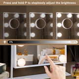 Hansong Vanity Mirror with Lights Lighted Makeup Mirror with 9 LED Bulbs Plug in Light Up Makeup Mirror with Lights 360 Rotation with 10x Magnifying Mirror Tabletop