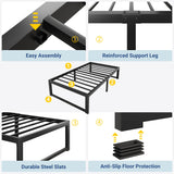 Allewie Twin Bed Frame, 14 Inch Metal Platform Bed Frame with 4000LBS Heavy Duty Steel Slats Support, Noise Free, Easy Assembly, No Box Spring Needed, Black