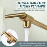 Brass Folding Pot Filler Faucet, Gold Kitchen Faucet with Double Joint Swing Arms