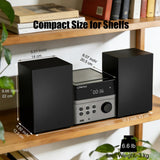 Compact Micro Hi-Fi Stereo System with CD Player, Bluetooth, FM Radio, USB Playback, Aux-Input & Earphone Output, 30W Stereo Sound, Remote Control