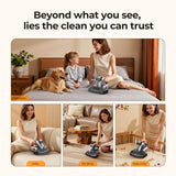 JIGOO Mattress Vacuum Cleaner with UV-C Light, Bed Vacuum Cleaner with Dust Sensor, Ultrasonic and High Heating, Deep Cleaning Bed Vacuum for Sofa Bed Fabric Surface (Gray)