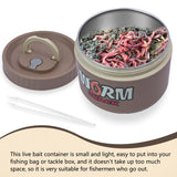 Fishing Bait Container, Insulated Stainless Steel, Live Bait Storage, Worm Storage Box, Nightcrawler Box, Bait Tank, Compact and Durable,Small and Portable, Keeps Bait Fresh and Alive (Khaki)