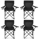 4 Pack Folding Camping Chairs for Adults,Foldable Portable Lawn Chairs with Carry Bag & Cup Holder, Compact Design for Camp,Beach, Picnics,and Fishing Supports 300LBS（Black）
