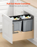 Wood Pullout Trash Can for Kitchen Cabinets, 35 QT x2 Double Under Sink Garbage Waste Recycling Bin,