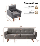 Tbfit Mid Century Modern Sofa Couch, Gray, Standard Sofa & Accent Chair