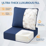 Outdoor Furniture Cushions, 6 inch Thick Seat Cushions for Outdoor Furniture, Waterproof 24x24 Patio Couch Cushions, Replacement Chair/Sofa Cushion, Include 4 Back & 4 Seat Cushion, Thick/Blue