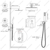 SR SUN RISE Black Square Rainfall Shower Head and Handle Set, Wall Mounted Shower Fixtures, Metal Shower Faucet Trim Repair Kits (With Shower Valve)
