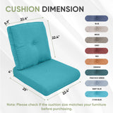 moosprr Outdoor Cushion Set of 4, Waterproof Outdoor Seat Cushions 25x22, Patio Chair Cushions for Outdoor Furniture, Couch Cushion Replacement, Include 4 Back & 4 Seat Cushions, Cyan Blue