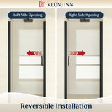 Keonjinn 28" W x 72" H Frameless Glass Shower Door, 1/4" Clear SGCC Tempered Glass Pivot Swing Shower Doors, Black Bathroom Walk in Shower Door with Waterproof Nano-Coating Seals, Reversible Mount