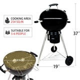 18-Inch Kettle Charcoal Grill with Lid & Wheels,Easy-to-Use BBQ Grill for Backyard, Patio & Beginners Outdoor Charcoal Grills for Family Cooking With Windproof Ash Can