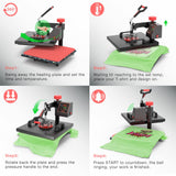 Heat Press Machine 5 in 1 Combo Heat Press 15 x 15 Inch Heat Transfer Machine 360-Degree Swing Away Digital Shirt Printing Multi