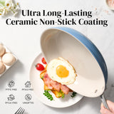 Redchef Ceramic Non Stick Egg Pans, Nonstick Frying Pan Skillet, 8 inch Cooking Pan Non Toxic, Dishwasher/Oven Safe (Blue)