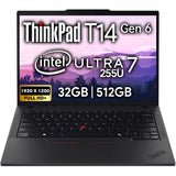 Lenovo ThinkPad T14 Gen 6 Business Laptop 14" FHD+ IPS, Intel Ultra 7 255U, 32GB DDR5 RAM, 512GB SSD, 5MP Webcam, Fingerprint, Backlit, Wi-Fi 6E, 2 Thunderbolt 4, AI PC, W11P