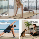 Large Yoga Mat 76"x 40"x10mm (2/5 inch) – Extra Thick & Wide, TPE Fitness Mat, Printed Non-Slip Exercise Mat with Carrying Strap (beige/black)