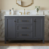 DELUXE LIVING 48 Inch Bathroom Vanity with Sink, Fully Assembled, Gray