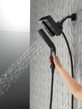 Delta Faucet 4-Spray Touch-Clean H2Okinetic In2ition 2-in-1 Dual Hand Held Shower Head with Hose and Magnetic Docking, Matte Black 58473-BL