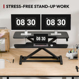 SANODESK 36" Standing Desk Converter, Adjustable Sit to Stand Desk Riser with Effortless Lifting for Home Office, Desk Topper for Dual Monitors, Computer Lift with Keyboard Tray, Black
