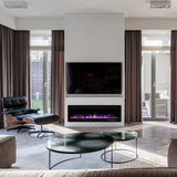 Electactic 36 Inch Electric Fireplace Insert Ultra-Thin - Recessed & Wall-Mounted Fireplace Heater with Thermostat, Adjustable Flame, Remote Control - Linear with Timer, Touch Screen, 750/1500W