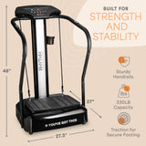 Lifepro Rhythm Vibration Plate Exercise Machine — 99 Speeds & Heart Rate Monitor Whole Body Vibration Platform Machine for Lymphatic Drainage with Handles — Standing Vibrating Platform for Home Gym