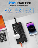 Outdoor Power Strip Waterproof IPX6, Outlet Extender, 8 AC+4USB