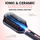 ELLA BELLA® Hair Straightening Brush • Heated Straightener Brush Comb • Straightens in 1 Pass • Ionic Technology for Healthier Hair • Suitable for All Types