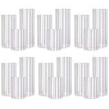 18 PCS Ribbed Hurricane Glass Candle Holders Bulk - Transparent Cylinder Candle Holders for Pillar Candles, Decorative Candle Hurricane Vases for Centerpieces Wedding Table Decorations