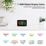 (2 Packs) Rechargeable Timers，Digital Kitchen Timer with 10 Dynamic RGB Color, Magnetic Classroom Timer with Countdown/up with 5”LED Display 3 Brightness 4 Volume Adjustable