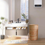 16.5 Gallon Large Wicker Trash Basket with Metal Liner,15x14x24 in Wicker Trash Can with Lid, Tall Wickers Waste Basket, Handwoven Trashs Cans for Bedroom Kitchen Living Room, Raw Wood Color