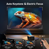 [Short Throw/2500 ANSI/E-Focus] SOPYOU 4K Decoding Projector with WiFi and Bluetooth, Outdoor Movie Projectors, Max 450" Display Home Theater, Portable Smart Proyector for iOS/Android/TV Stick/PS5