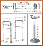 Soundfuse Toilet Safety Rails for Seniors, Adjustable Toilet Handles for Elderly and Disabled, Foldable Handicap Toilet Safety Frame Fit Any Toilets (350 LB)