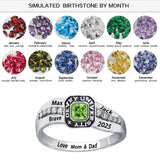 Oseew 2027 Custom Princess Birthstone Class Ring for Men Women