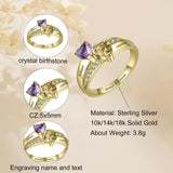 Oseew Personalized 10k gold 2 Birthstones Ring for Women Mother's Ring Personailzed 14k yellow gold Birthstone Ring Family Rings Mom Jewelry Mother Daughter Rings with 2 Birthstones(Yellow Gold)