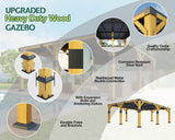 Jocisland 20' x 20' Cedar Wood Gazebo with Sloped Galvanized Steel Roof