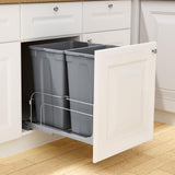 Pull-Out Trash Can, 35 QT x2 Double Under Mount Kitchen Waste Container, Heavy Duty Garbage Recycling Bin with Door Kit