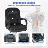 Keratee Executive Office Chair, Leather Desk Computer Chair with Armrests, Mid-Back Swivel Adjustable Ergonomic Design for Home Office, 8PC, Black
