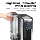 Hamilton Beach FlexBrew Advanced 5-in-1 Programmable 12 Cup Drip and Single Serve Hot & Iced Coffee Maker with Movable 60 oz. Water Reservoir, Use Pod Packs and Grounds, Fast Brewing, Black (49924)