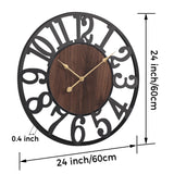 Vantic 24 Inch Large Wall Clock, Arabic Numeral Wood Oversized Wall Clocks for Living Room Decor, Farmhouse, Bedroom and Kitchen, Completely Silent, Non Ticking, Battery Operated