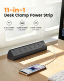 SURAIELEC Desk Clamp Power Strip with 5 Outlets, 4 PD 20W USB-C & 2 USB-A
