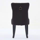 MOOLSUN Fabric Dining Chairs Set of 6, High Back Side Chairs, Modern Padded High-End Tufted Upholstered Chairs with Button-Tufted Back & Rear Pull Tabs, Solid Wood Legs F-Black(Solid Wood Legs)