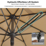 PURPLE LEAF Commercial Market Table Umbrella 13 FT Semi Auto Lift, Beige