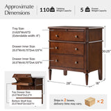 HULALA HOME End Table with Charging Station & Hidden Drawer, 30" Tall Side Table with Pull-Out Shelf, Rubberwood Legs(Set of 2, Walnut)