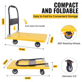 Foldable Heavy Duty Push cart, 660 lbs Dolly with Swivel Wheels for Home