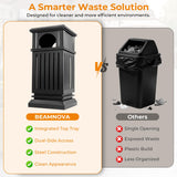 BEAMNOVA Commercial Outdoor Trash Can with Lid, Matte Black, 17.7 * 37.4 in
