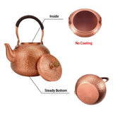 Copper Tea Kettle for Stovetop: Handmade Solid Copper Pot without Coating, Extra Thick Stove Top Tea Kettle Teapot, Hammered Teapot for Stovetop (1200ML)